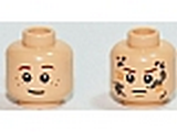 Light Nougat Minifig, Head Dual Sided LotR Bain, Brown Eyebrows, Slight Smile and Freckles / Angry with Mud Splotches Pattern - Stud Recessed