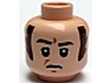 Light Nougat Minifig, Head Male Brown Eyebrows and Long Sideburns, Frown and Furrowed Brow Pattern (SW Imperial Officer) - Stud Recessed