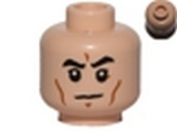 Light Nougat Minifig, Head Black Eyebrows, Cheek Lines, White Pupils, Frown Pattern - Stud Recessed