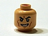 Light Nougat Minifig, Head Smile with Teeth, Arched Eyebrows, White Pupils and Scars Pattern (SW Boba Fett) - Stud Recessed
