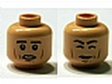 Light Nougat Minifig, Head Dual Sided Cheek Lines, White Pupils, Chin Dimple, Open Mouth / Closed Eyes Carbonite Pattern (SW Han Solo) - Stud Recessed