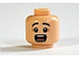 Light Nougat Minifig, Head Black Eyebrows, Wide Eyes, Open Mouth, Teeth and Tongue, Surprised Pattern - Stud Recessed
