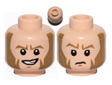 Light Nougat Minifig, Head Dual Sided Dark Tan Eyebrows and Large Sideburns, Determined / Sad Pattern (SW Agent Kallus) - Stud Recessed