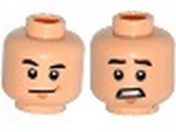 Light Nougat Minifig, Head Dual Sided Black Eyebrows, Chin Dimple, Smile / Scared with Clenched Teeth Pattern (Zach) - Stud Recessed