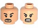Light Nougat Minifig, Head Dual Sided Goatee, Black Eyebrows, Bags under Eyes, Closed Mouth / Open Mouth with Teeth Pattern - Stud Recessed