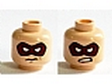 Light Nougat Minifig, Head Dual Sided Dark Red Mask with White Eyes, Closed Mouth / Bared Teeth Pattern (Arsenal) - Stud Recessed
