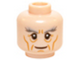 Light Nougat Minifig, Head LotR Gandalf Thick Gray Eyebrows, Cheek Lines and Wrinkles Pattern - Stud Recessed