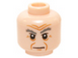 Light Nougat Minifig, Head Dark Gray Bushy Eyebrows, White Pupils and Wrinkles Pattern (The Doctor) - Stud Recessed