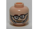 Light Nougat Minifigure, Head Glasses with Crooked Eyeglasses, Brown Eyebrows, Chin Strap Pattern (Ghostbusters Tully) - Hollow Stud