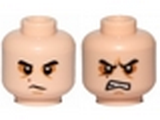 Light Nougat Minifig, Head Dual Sided SW Black Eyebrows, Sunken Eyes, Red Beauty Mark / Mole, Concerned / Angry Pattern (Kylo Ren) - Stud Recessed