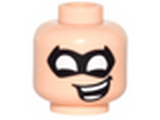 Light Nougat Minifig, Head Male Mask Black Pointed with Eye Holes and Open Mouth Crooked Smile Pattern - Stud Recessed