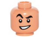 Light Nougat Minifig, Head Black Eyebrows, Raised Right Eyebrow, Crooked Open Smile Pattern (Aladdin) - Stud Recessed