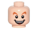 Light Nougat Minifigure, Head Dark Orange Raised Eyebrows and Chin Dimple, Open Mouth Smile with Teeth, and Red Tongue Pattern (Peter Pan) - Hollow Stud