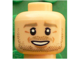 Light Nougat Minifig, Head Dark Tan Eyebrows, Beard Stubble, White Pupils, Chin Dimple, Open Smile Pattern (André Schürrle) - Stud Recessed