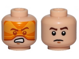 Light Nougat Minifig, Head Dual Sided Orange Visor, Angry / Brown Eyebrows, Frown Pattern (SW Rebel A-wing Pilot) - Stud Recessed