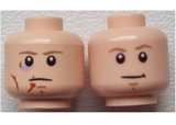 Light Nougat Minifig, Head Dual Sided Dark Tan Eyebrows, Chin Dimple, White Pupils, Stern with Scars / Smile Pattern (SW Luke Skywalker) - Stud Recessed