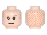 Light Nougat Minifig, Head Female Dark Tan Eyebrows, Orange Lips and Tattoo Lines on Front and Back Pattern - Stud Recessed