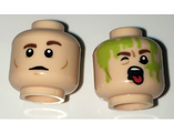 Light Nougat Minifigure, Head Dual Sided Reddish Brown Eyebrows, Closed Mouth / Open Mouth with Tongue, Slimed Pattern - Hollow Stud