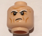 Light Nougat Minifig, Head White Eyebrows, Forehead Lines, Wrinkles, Scowl Pattern - Stud Recessed