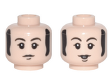Light Nougat Minifigure, Head Dual Sided Black Eyebrows and Sideburns, Chin Dimple, Neutral / Smiling Pattern (Paul) - Hollow Stud