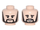 Light Nougat Minifigure, Head Dual Sided Black Eyebrows, Sideburns and Goatee, Neutral / Smiling Pattern (George) - Hollow Stud