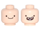 Light Nougat Minifig, Head Dual Sided Small Black Wide Set Eyes, Smile / Open Mouth Smile with Tongue and 3 Teeth with Gap Pattern (Finn the Human) - Stud Recessed