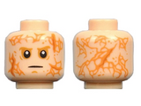 Light Nougat Minifig, Head Male Scars Front and Back, White Pupils, Black Thin Mouth Pattern - Stud Recessed