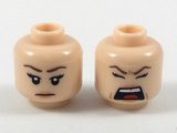 Light Nougat Minifig, Head Dual Sided Female, Reddish Brown Eyebrows, Bright Pink Lips, Neutral / Screaming Pattern - Stud Recessed