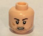 Light Nougat Minifig, Head Male Brown Stubble, Dark Brown Eyebrows, Oval Mouth and Scar Pattern (SW DJ) - Stud Recessed