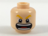 Light Nougat Minifig, Head Bright Light Orange Eyebrows, Wide Open Mouth with Teeth and Red Tongue Pattern