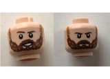 Light Nougat Minifig, Head Dual Sided Male Reddish Brown Eyebrows, Reddish Brown Beard, Open Smile/Frown Pattern