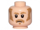 Light Nougat Minifig, Head Dark Tan Bushy Eyebrows, Sideburns and Moustache Pattern - Stud Recessed