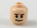 Light Nougat Minifig, Head Reddish Brown Eyebrows with Furrowed Brows and Crows Feet by Eyes Pattern - Stud Recessed (Alan Grant)