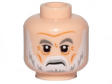 Light Nougat Minifig, Head White Gray Eyebrows, Gray and White Beard and Wrinkles Pattern (SW Admiral Ematt) - Stud Recessed