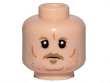 Light Nougat Minifig, Head Dark Tan Eyebrows, Moustache, Goatee, Gray and Orange Stubble, Cheek Lines and Chin Dimple Pattern (SW Tobias Beckett) - Stud Recessed