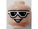 Light Nougat Minifigure, Head Glasses Sunglasses with Open Mouth Grin Pattern (Plastic Man) - Hollow Stud