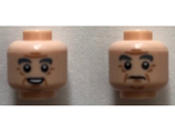 Light Nougat Minifigure, Head Dual Sided Dark Bluish Gray Eyebrows, Eyes with Pupils, Wrinkles, Open Mouth Smile / Frown Pattern (Horace Slughorn) - Hollow Stud