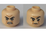 Light Nougat Minifigure, Head Dual Sided Black Eyebrows, Eyes with Pupils, Wrinkles, Open Mouth / Closed Mouth Angry Pattern (Severus Snape Boggart) - Hollow Stud