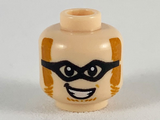 Light Nougat Minifigure, Head Thick Black Glasses, Dark Orange Mutton Chops, Smile Showing Teeth Pattern - Hollow Stud