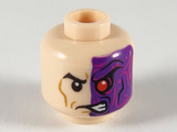 Light Nougat Minifigure, Head Dark Purple Left Side with Red Eye and Magenta Swirls Pattern - Hollow Stud