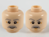 Light Nougat Minifigure, Head Dual Sided Light Bluish Gray Eyebrows and Moustache, Dark Orange Age Lines, Neutral / Grin Pattern - Hollow Stud