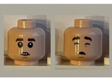 Light Nougat Minifigure, Head Dual Sided Child Reddish Brown Eyebrows, Teeth, Concerned / Eyes Closed Pattern - Hollow Stud