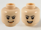 Light Nougat Minifigure, Head Dual Sided Female, Dark Bluish Gray Eyebrows, Smile / Open Mouth Smile Pattern - Hollow Stud