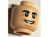 Light Nougat Minifigure, Head Black Eyebrows, Mean Grin and Gold Tooth Pattern - Hollow Stud