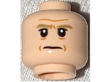 Light Nougat Minifigure, Head Dark Tan Thick Eyebrows, Nougat Forehead Line and Wrinkles, White Pupils, Frown Pattern - Hollow Stud