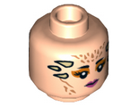 Light Nougat Minifigure, Head Dual Sided Female Dark Pink Lips, Dark Orange Eyeshadow, Tan Horns, Neutral / Grimace Pattern (SW Theelin Dancer) - Hollow Stud