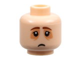 Light Nougat Minifigure, Head Reddish Brown Eyebrows, Nougat Patches Around Eyes, Frown Pattern - Hollow Stud