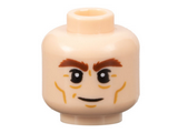 Light Nougat Minifigure, Head Reddish Brown Bushy Eyebrows, Medium Nougat Age Lines, Wrinkles and Chin Dimple, Grin Pattern - Hollow Stud