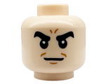 Light Nougat Minifigure, Head Thick Black Eyebrows, Medium Nougat Chin Dimple and Forehead Lines, Neutral Pattern (Sandman) - Hollow Stud