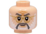 Light Nougat Minifigure, Head Dark Bluish Gray Eyebrows and Moustache, White Beard, Gold Glasses, Medium Nougat Age Lines, Chin Dimple, Smile Pattern - Hollow Stud